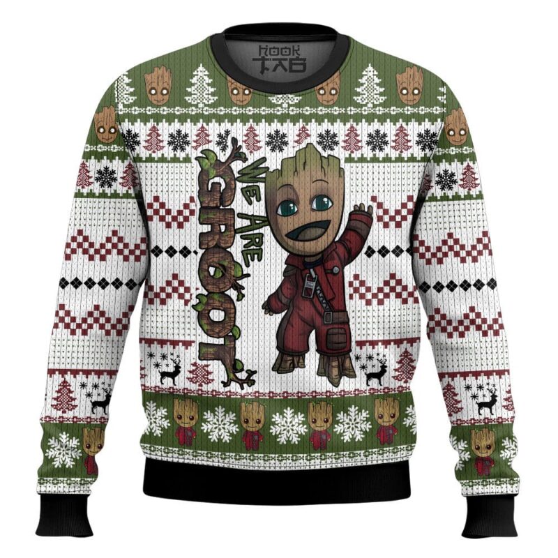 Hooktab We Are Groot Marvel Ugly Christmas Sweater
