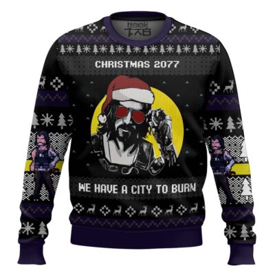 Hooktab We Have A City To Burn Cyberpunk 2077 Ugly Christmas Sweater