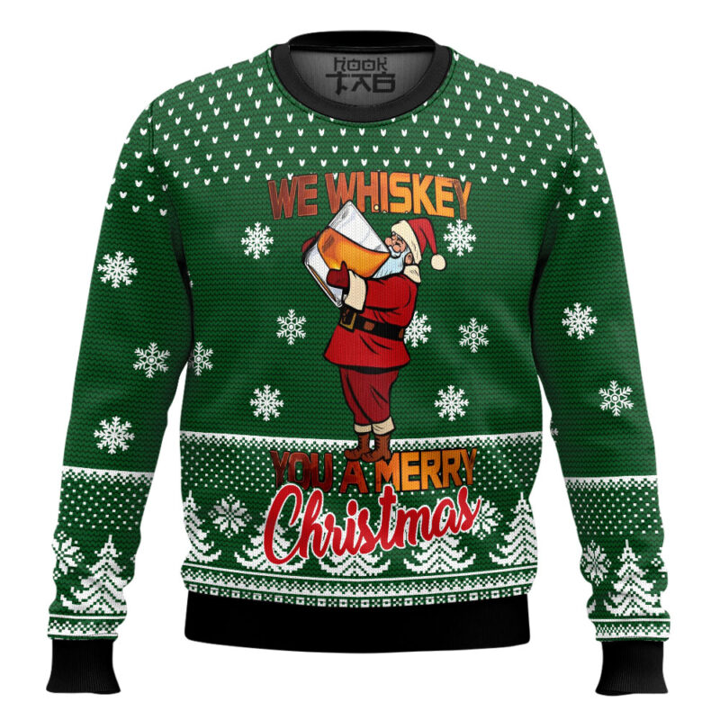 Hooktab We Whiskey You A Merry Christmas Ugly Christmas Sweater