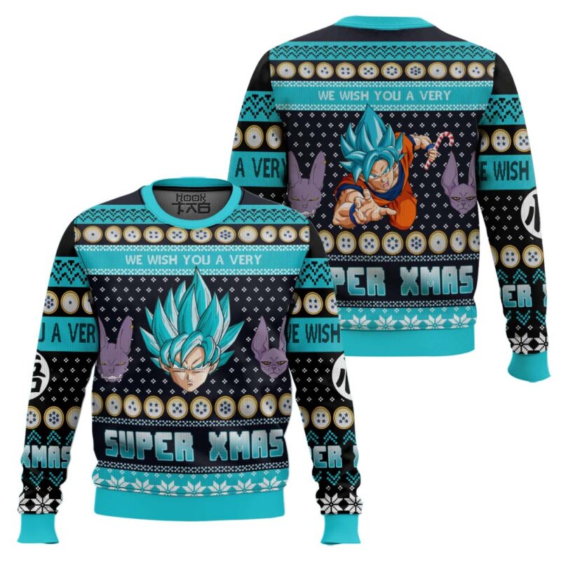 Hooktab We Wish You A Super Xmas Dragon Ball Ugly Christmas Sweater Hooktab We Wish You A Super Xmas Dragon Ball Ugly Christmas Sweater