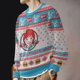 Hooktab Wendy's Old Fashioned Hamburger Ugly Christmas Sweater
