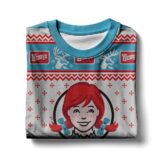 Hooktab Wendy's Old Fashioned Hamburger Ugly Christmas Sweater