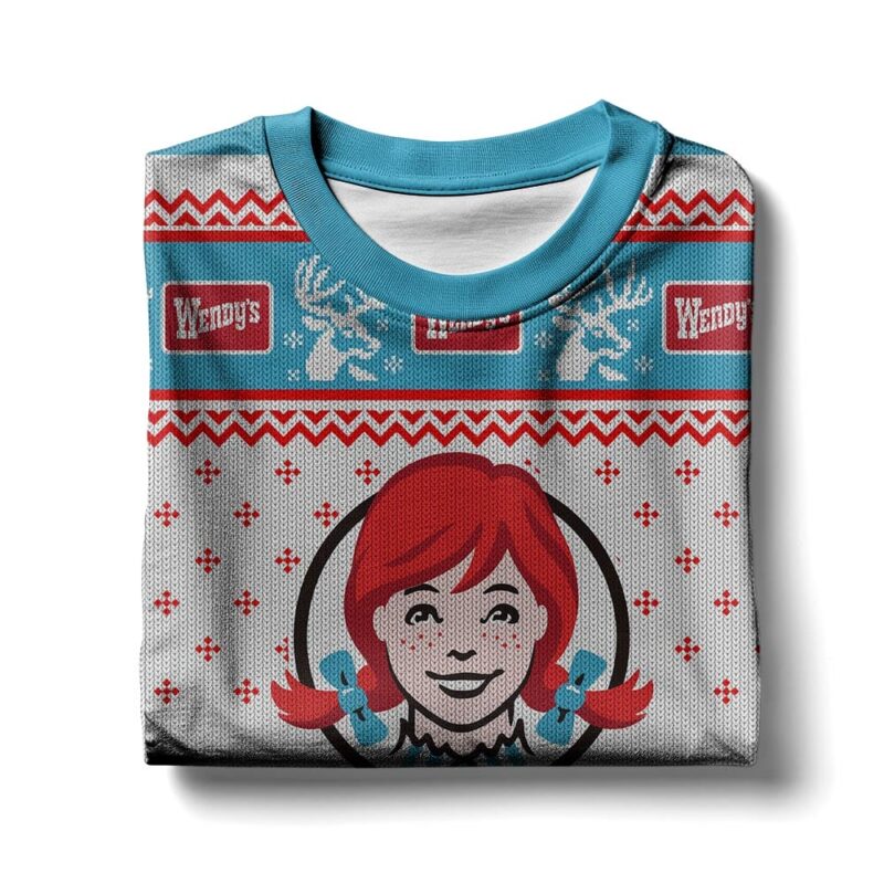 Hooktab Wendy's Old Fashioned Hamburger Ugly Christmas Sweater Hooktab Wendy's Old Fashioned Hamburger Ugly Christmas Sweater