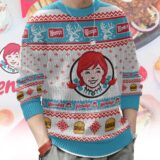 Hooktab Wendy's Old Fashioned Hamburger Ugly Christmas Sweater