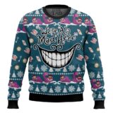 Hooktab We're All Mad Here Alice In Wonderland Ugly Christmas Sweater