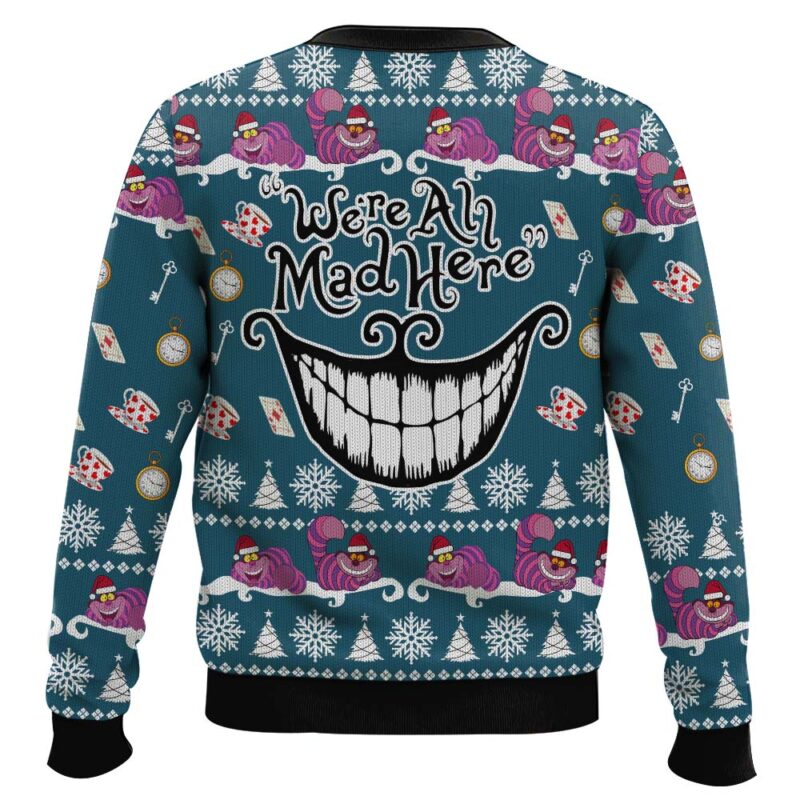 Hooktab We're All Mad Here Alice In Wonderland Ugly Christmas Sweater Hooktab We're All Mad Here Alice In Wonderland Ugly Christmas Sweater