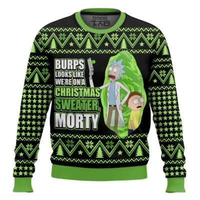 Hooktab We’re In a Xmas Sweater Rick And Morty Ugly Christmas Sweater