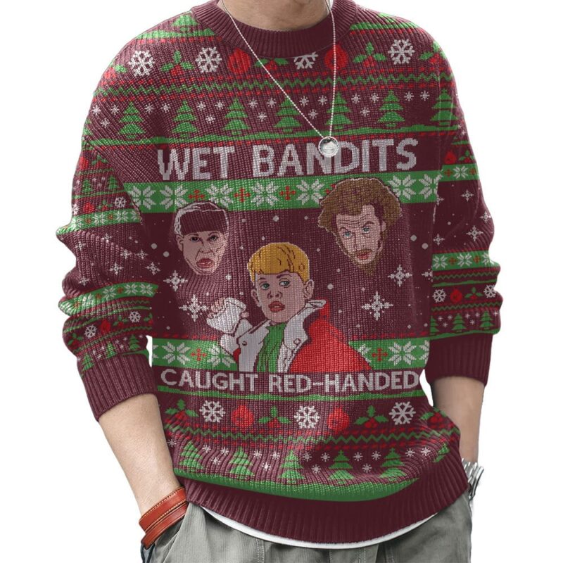 Hooktab Wet Bandits Caught Red-handed Home Alone Ugly Christmas Sweater Hooktab Wet Bandits Caught Red-handed Home Alone Ugly Christmas Sweater
