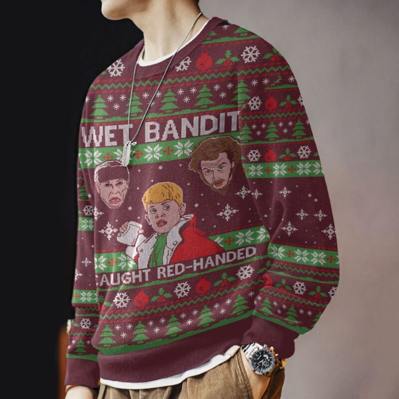 Hooktab Wet Bandits Caught Red-handed Home Alone Ugly Christmas Sweater Hooktab Wet Bandits Caught Red-handed Home Alone Ugly Christmas Sweater