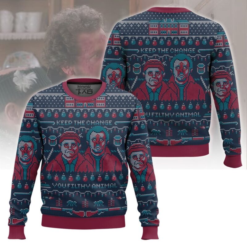 Hooktab Wet Bandits Home Alone Ugly Christmas Sweater Hooktab Wet Bandits Home Alone Ugly Christmas Sweater