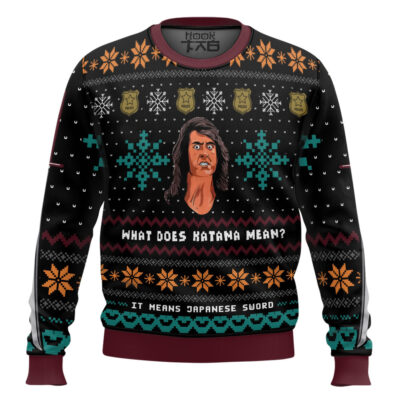 Hooktab What Does Katana Mean? Samurai Cop Ugly Christmas Sweater