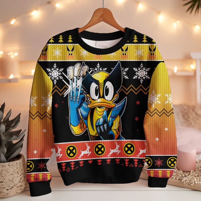 Hooktab What If Donal Duck Became Wolverine Ugly Christmas Sweater Hooktab What If Donal Duck Became Wolverine Ugly Christmas Sweater