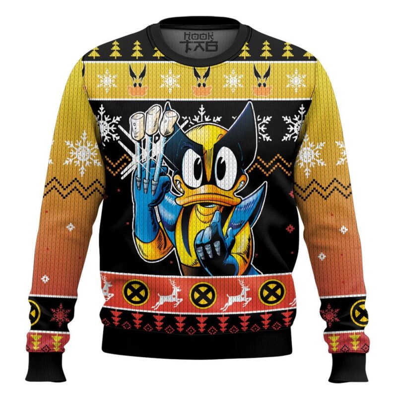 Hooktab What If Donal Duck Became Wolverine Ugly Christmas Sweater