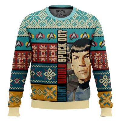 Hooktab What Would Spock Do? Star Trek Ugly Christmas Sweater