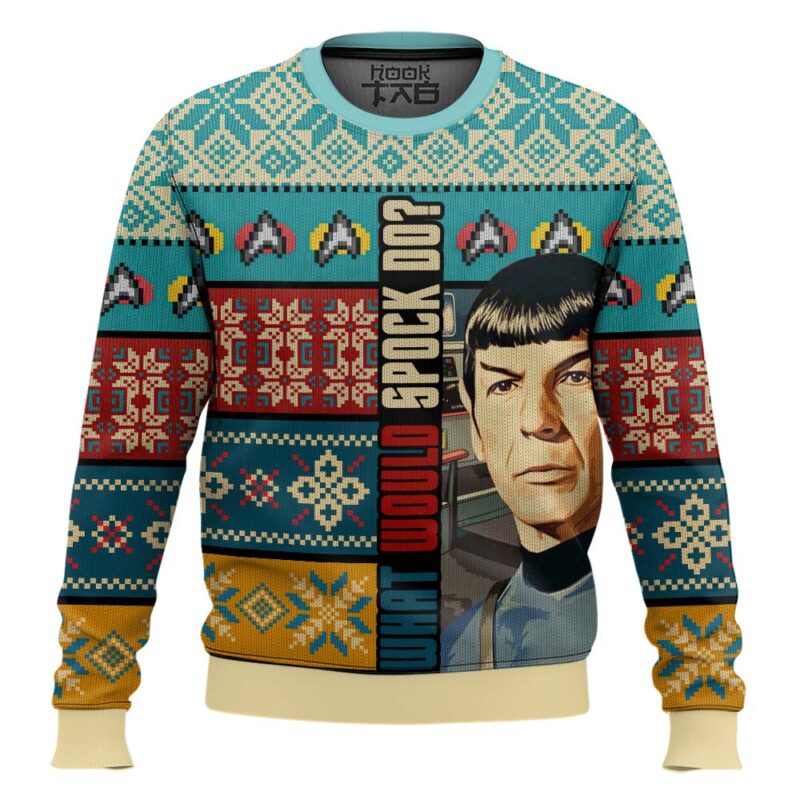 Hooktab What Would Spock Do? Star Trek Ugly Christmas Sweater