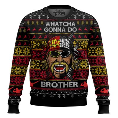 Hooktab Whatcha Gonna Do Brother Hulk Hogan WWE Ugly Christmas Sweater