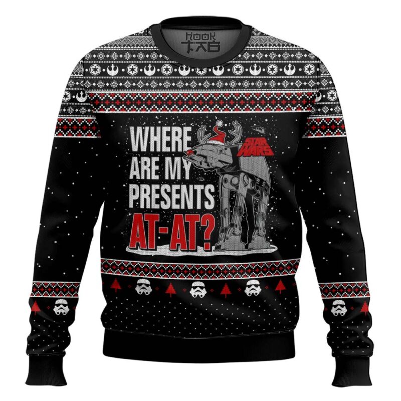 Hooktab Where Are My Presents AT-AT Star Wars Ugly Christmas Sweater