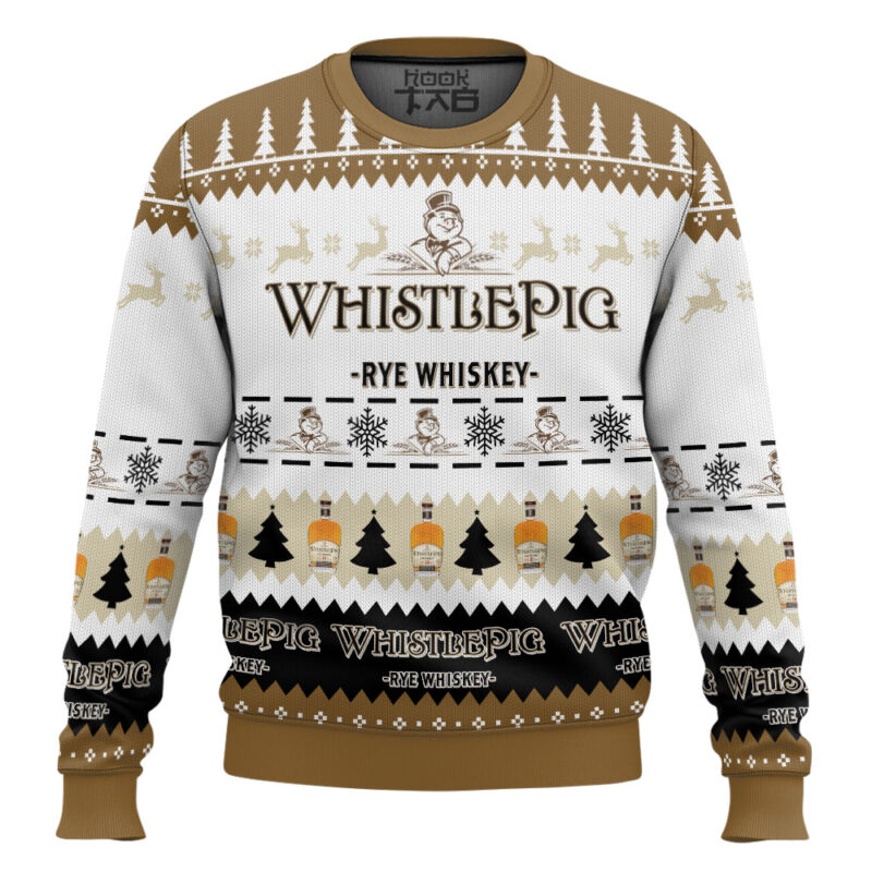 Hooktab Whistle Pig Rye Whiskey Ugly Christmas Sweater