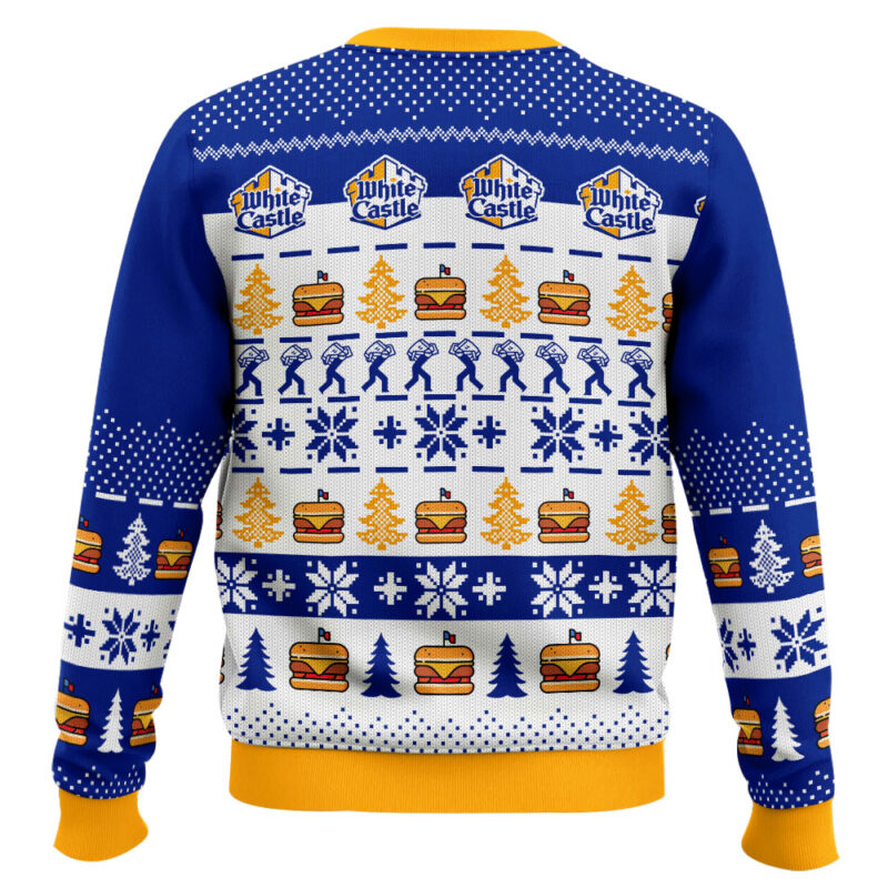 Hooktab White Castle Burger Ugly Christmas Sweater Hooktab White Castle Burger Ugly Christmas Sweater