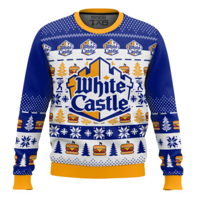 Hooktab White Castle Burger Ugly Christmas Sweater