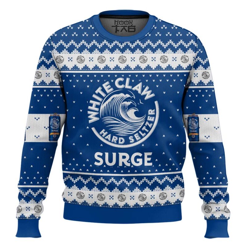 Hooktab White Claw Hard Seltzer Surge Ugly Christmas Sweater