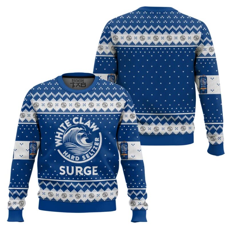 Hooktab White Claw Hard Seltzer Surge Ugly Christmas Sweater Hooktab White Claw Hard Seltzer Surge Ugly Christmas Sweater