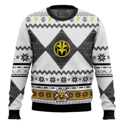 Hooktab White Power Rangers Mighty Morphin Ugly Christmas Sweater