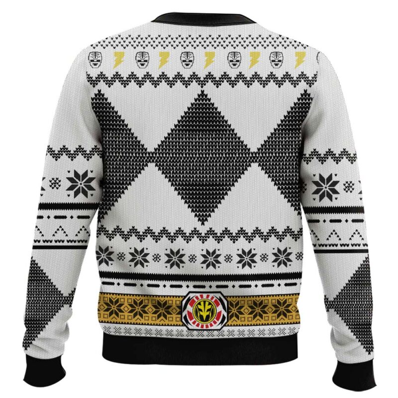 Hooktab White Power Rangers Mighty Morphin Ugly Christmas Sweater Hooktab White Power Rangers Mighty Morphin Ugly Christmas Sweater