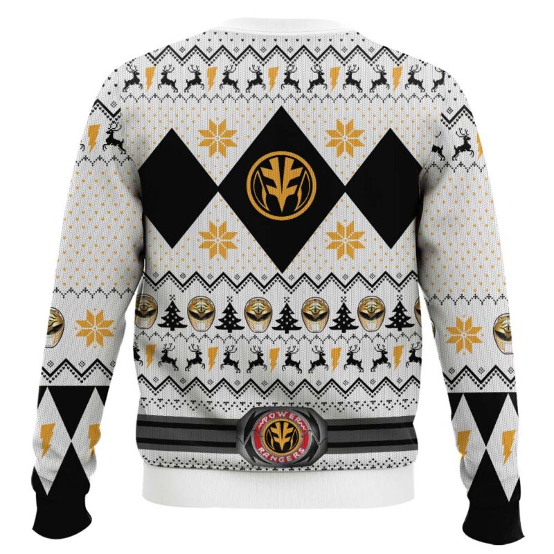 Hooktab White Ranger Mighty Morphin Power Ranger Ugly Christmas Sweater Hooktab White Ranger Mighty Morphin Power Ranger Ugly Christmas Sweater