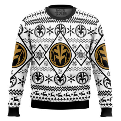 Hooktab White Ranger Power Rangers Ugly Christmas Sweater