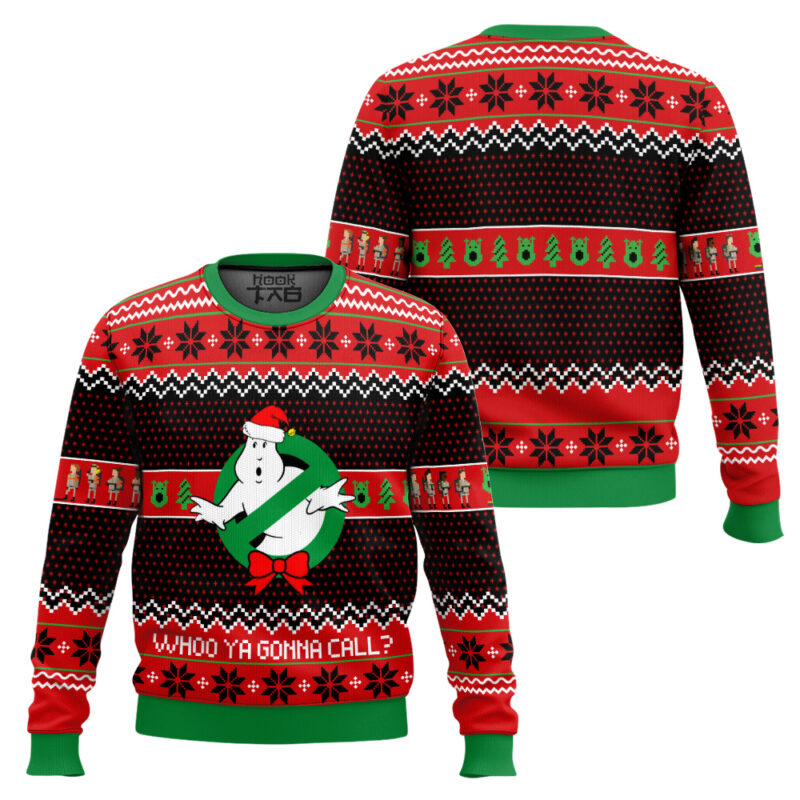 Hooktab Who You Gonna Call? Ghostbusters Ugly Christmas Sweater Hooktab Who You Gonna Call? Ghostbusters Ugly Christmas Sweater