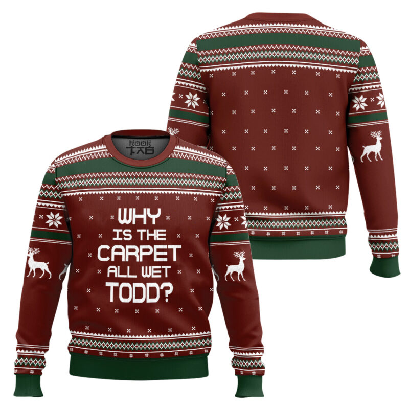 Hooktab Why Is The Carpet All Wet Todd National Lampoon's Vacation Ugly Christmas Sweater Hooktab Why Is The Carpet All Wet Todd National Lampoon's Vacation Ugly Christmas Sweater