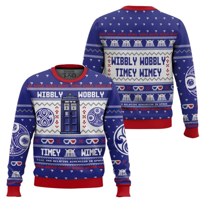 Hooktab Wibbly Wobbly Timey Wimey Doctor Who Ugly Christmas Sweater Hooktab Wibbly Wobbly Timey Wimey Doctor Who Ugly Christmas Sweater