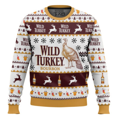 Hooktab Wild Turkey Bourbon Ugly Christmas Sweater