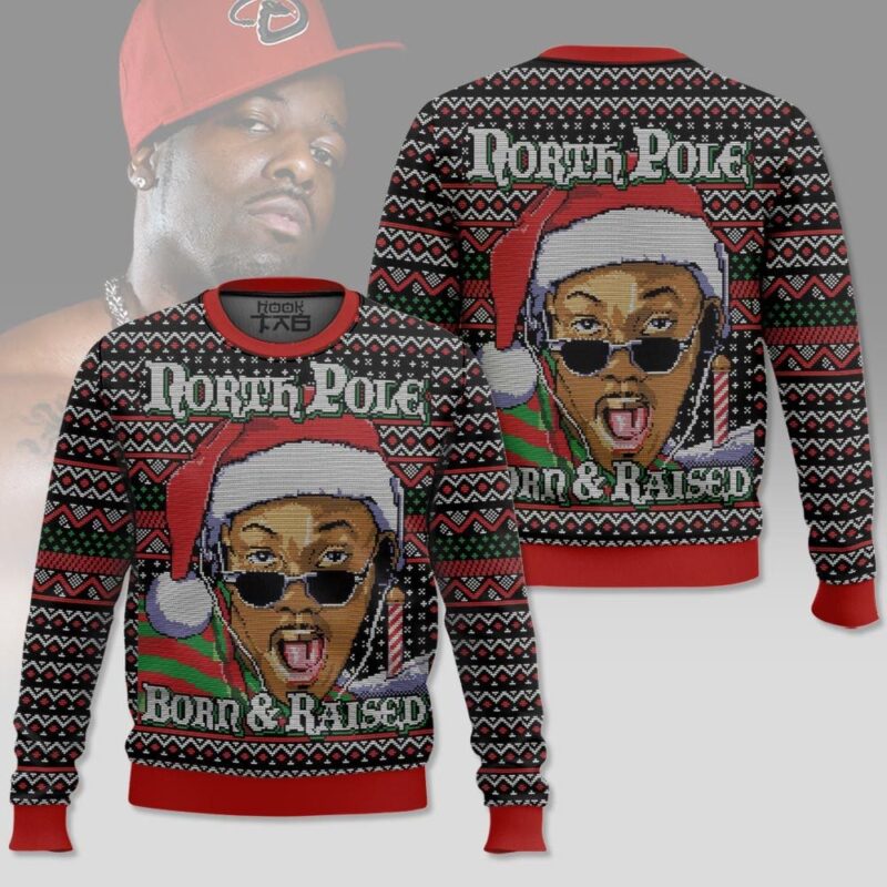 Hooktab Willy Northpole Born & Raised Ugly Christmas Sweater Hooktab Willy Northpole Born & Raised Ugly Christmas Sweater