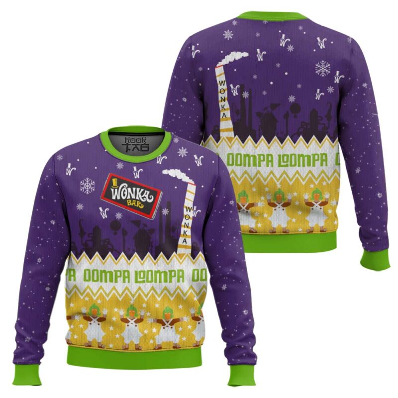 Hooktab Willy Wonka & The Chocolate Factory Ugly Christmas Sweater Hooktab Willy Wonka & The Chocolate Factory Ugly Christmas Sweater