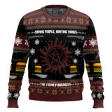 Hooktab Winchester Family Business Supernatural Ugly Christmas Sweater