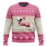 Hooktab Wine Christmas Flamingo Ugly Christmas Sweater