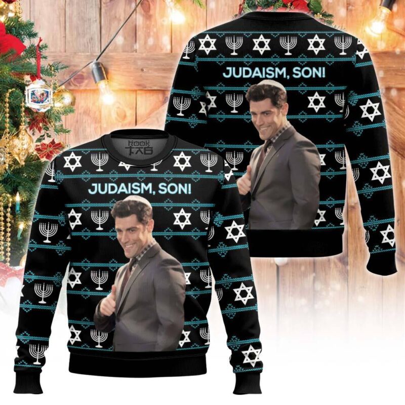 Hooktab Winston Schmidt Fox-new Girl Judaism Son Ugly Christmas Sweater Hooktab Winston Schmidt Fox-new Girl Judaism Son Ugly Christmas Sweater