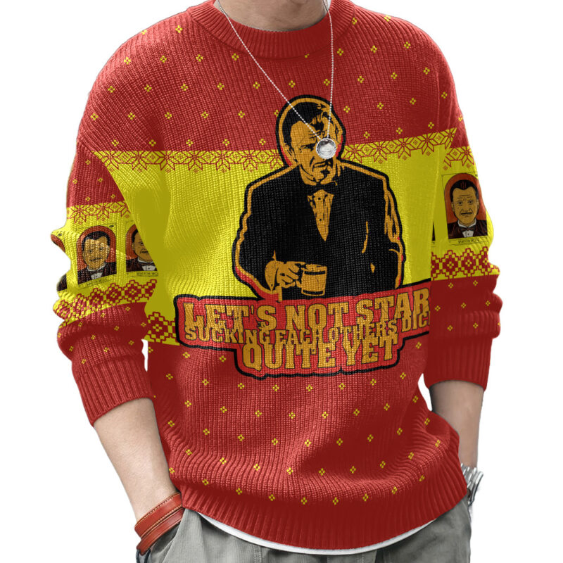 Hooktab Winston Wolf Pulp Fiction Ugly Christmas Sweater Hooktab Winston Wolf Pulp Fiction Ugly Christmas Sweater