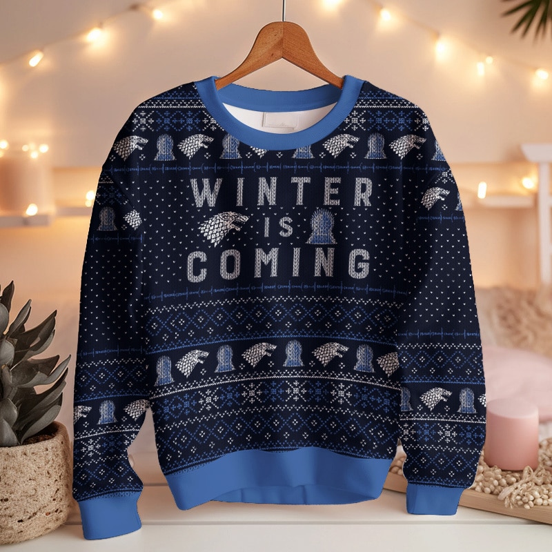 Hooktab Winter Is Coming Game Of Throne Ugly Christmas Sweater Hooktab Winter Is Coming Game Of Throne Ugly Christmas Sweater