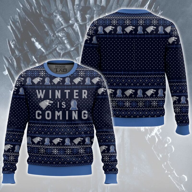 Hooktab Winter Is Coming Game Of Throne Ugly Christmas Sweater Hooktab Winter Is Coming Game Of Throne Ugly Christmas Sweater