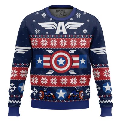 Hooktab Winter Soldier And Captain America Ugly Christmas Sweater