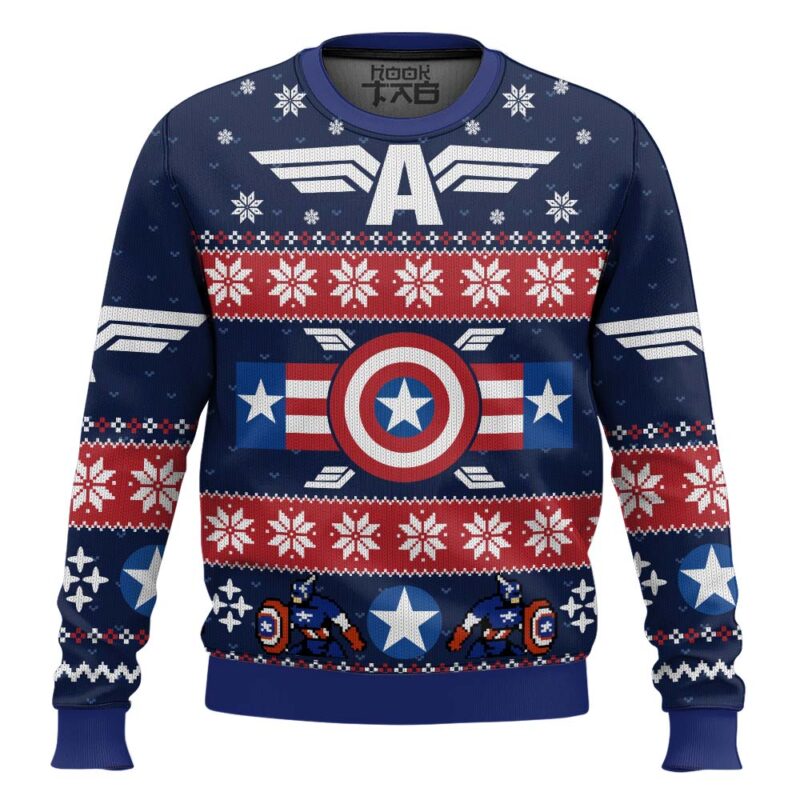Hooktab Winter Soldier And Captain America Ugly Christmas Sweater