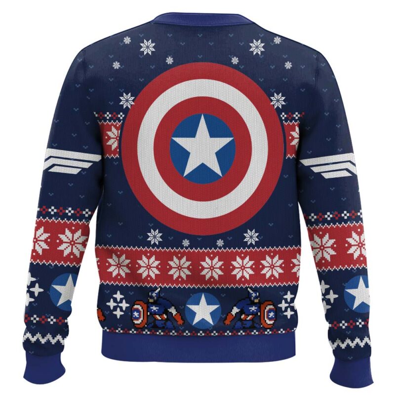 Hooktab Winter Soldier And Captain America Ugly Christmas Sweater Hooktab Winter Soldier And Captain America Ugly Christmas Sweater