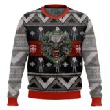 Hooktab Wolf School Medallion The Witcher Ugly Christmas Sweater