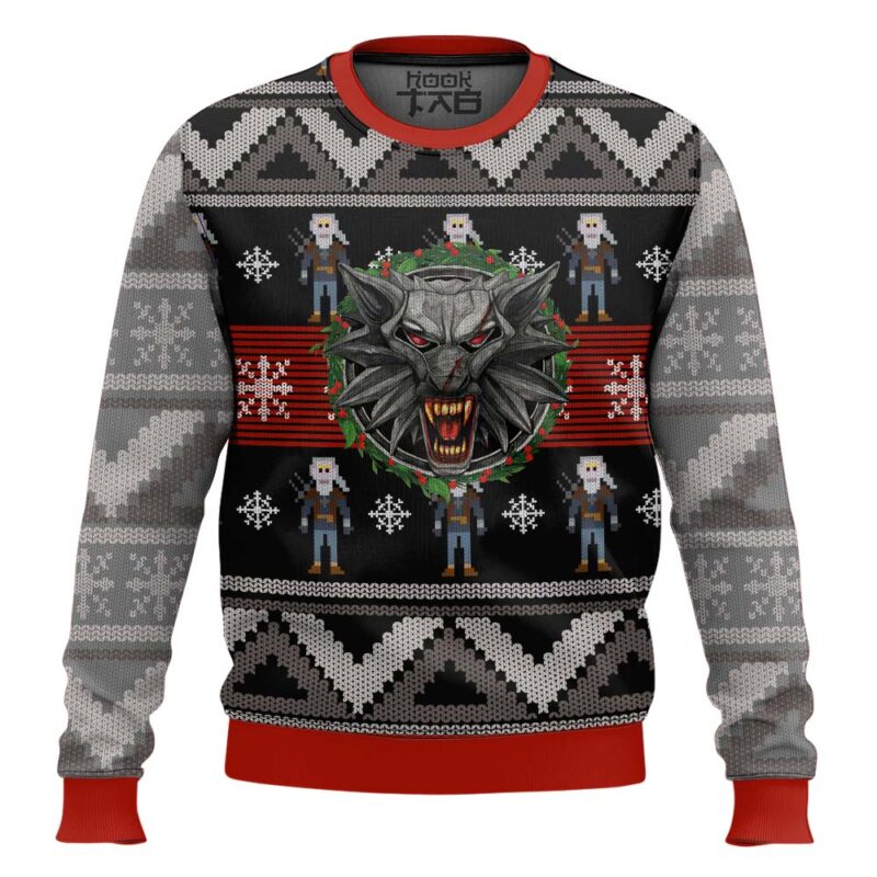 Hooktab Wolf School Medallion The Witcher Ugly Christmas Sweater