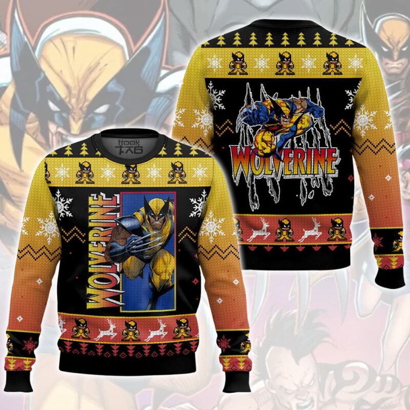 Hooktab Wolverine Marvel Ugly Christmas Sweater Hooktab Wolverine Marvel Ugly Christmas Sweater