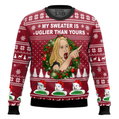 Hooktab Woman Yelling At Cat Meme Ugly Christmas Sweater