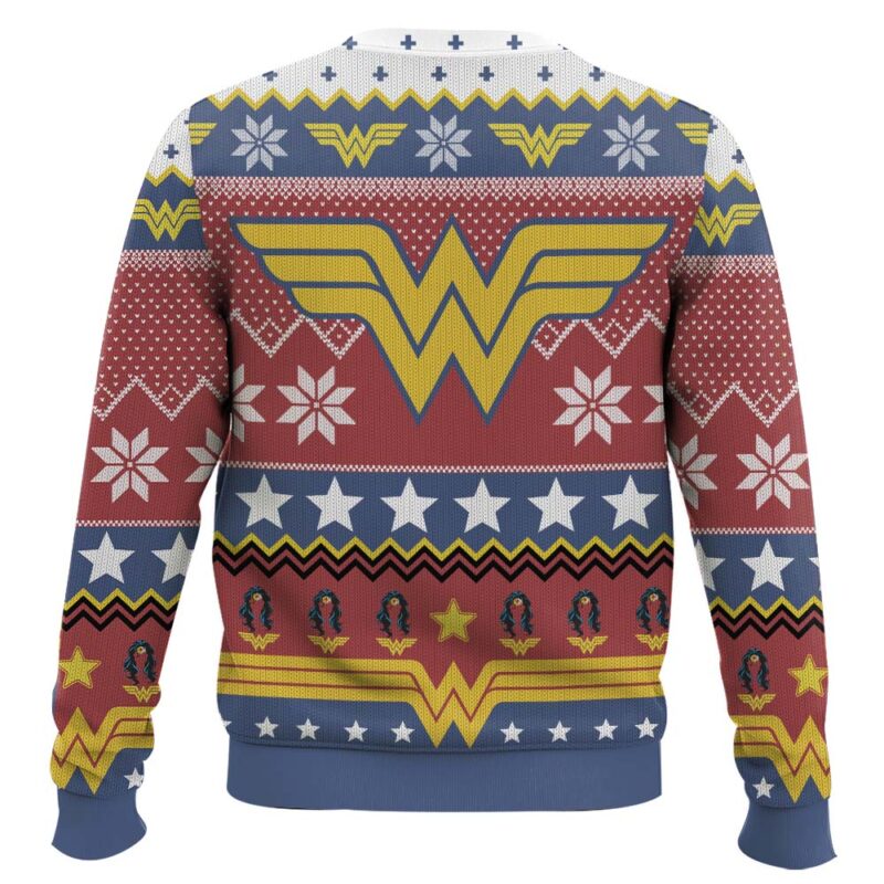 Hooktab Wonder Woman Logo Ugly Christmas Sweater Hooktab Wonder Woman Logo Ugly Christmas Sweater